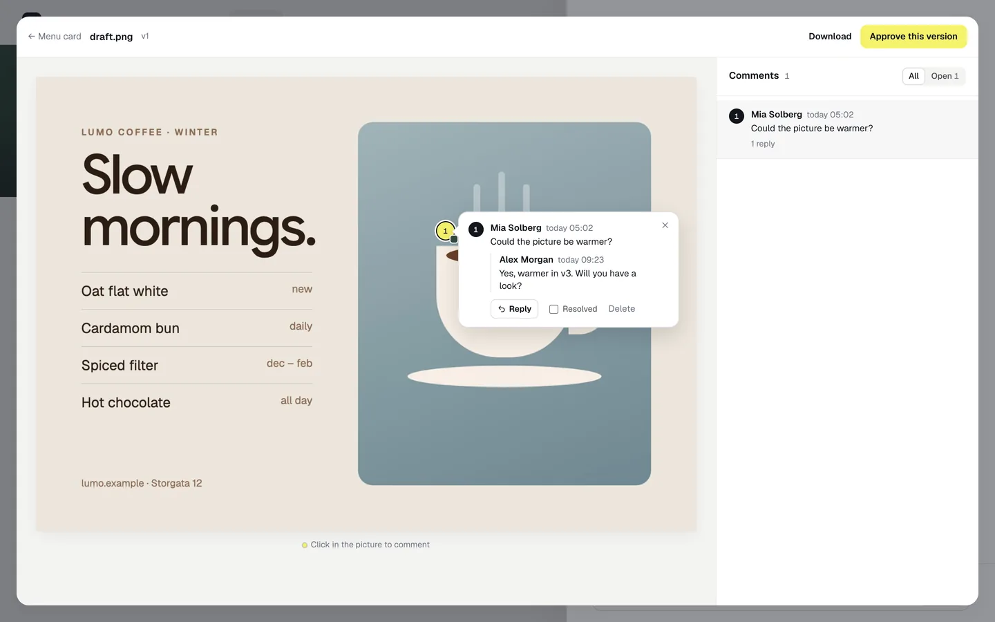 Client portal · comment on the image